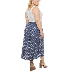 Now + Gen Linen Blend Floral Midi Skirt XXL